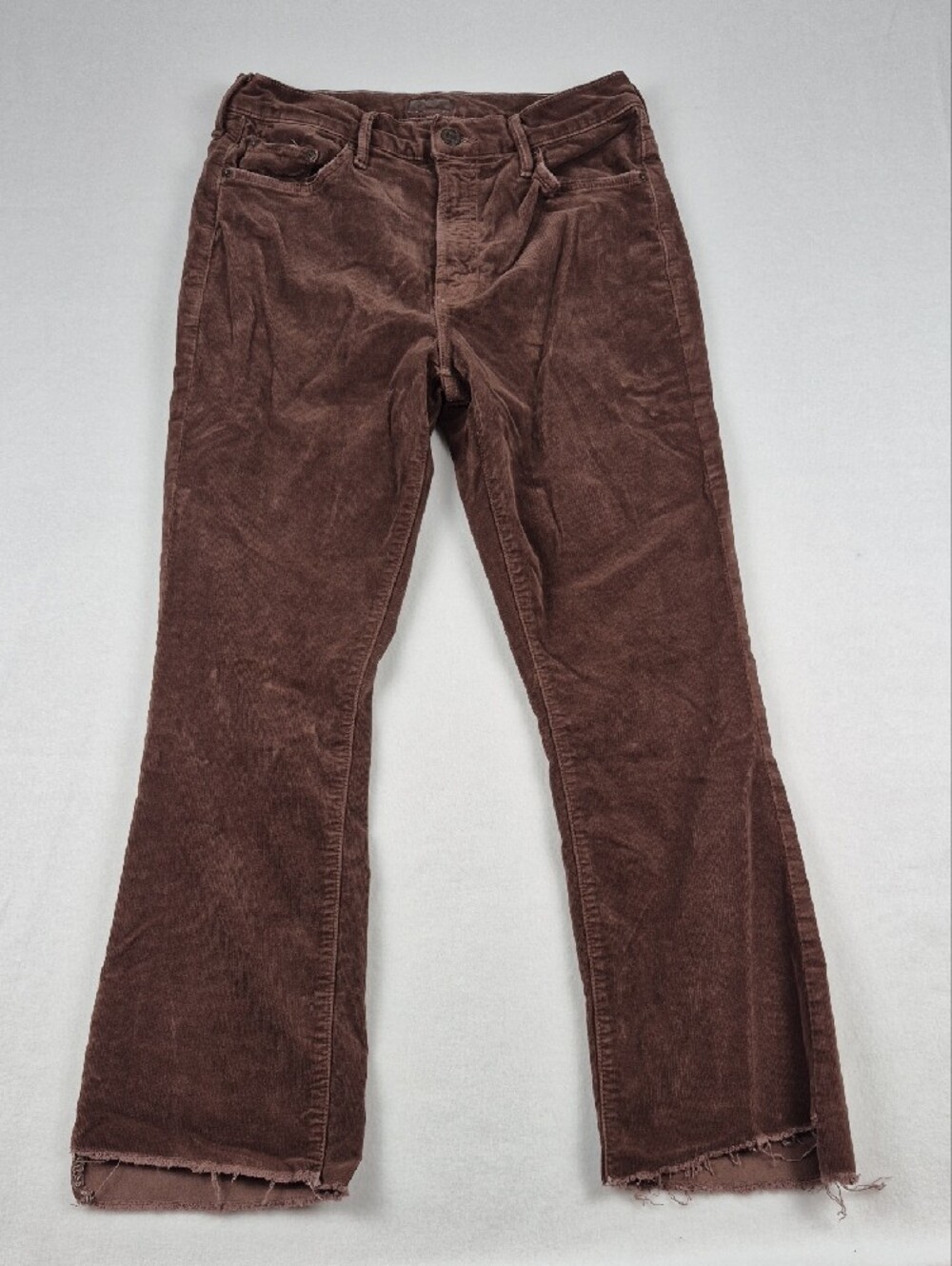 MOTHER The Insider Crop Step Fray Corduroy Pants 28 Umber Brown Stretch 1157-618 - Picture 5 of 12